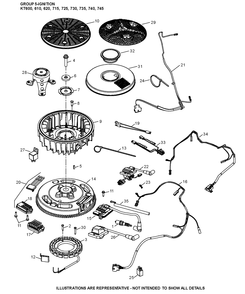 Kt735-3092 Ignition And Charging Diagram and Parts List for KT735-3092  Cub Cadet Lawn Tractor